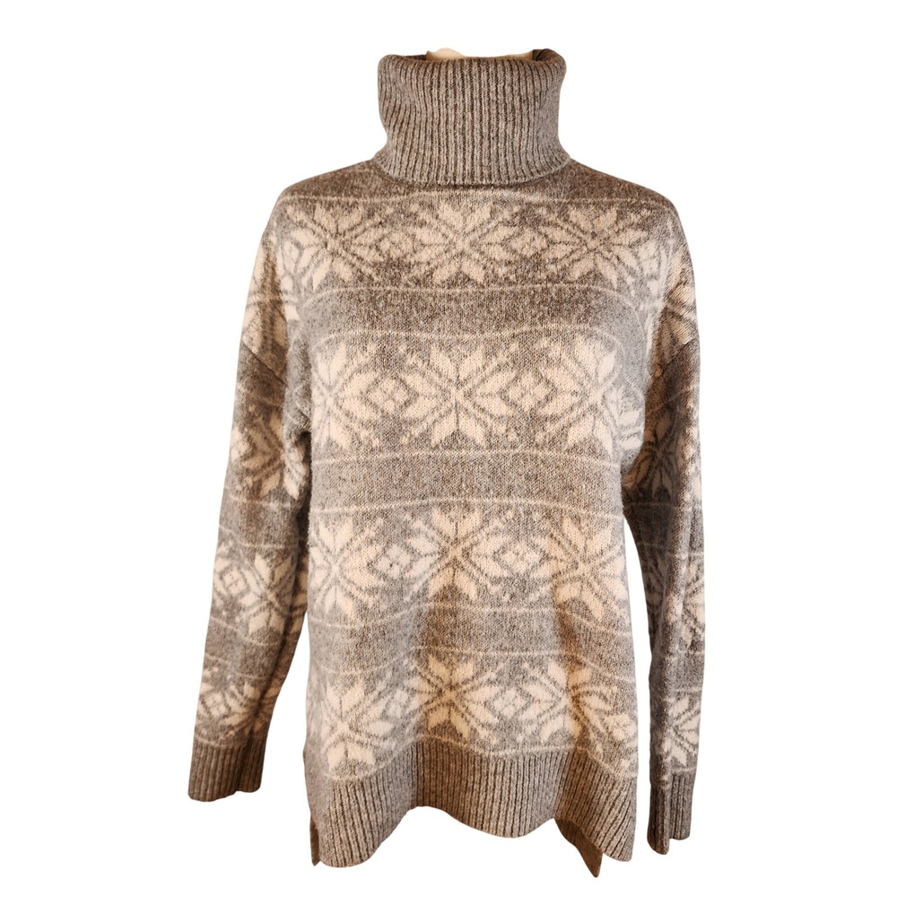 Cupcakes and Cashmere Women's Snowflake Turtleneck Sweater Winter Warm Gray S